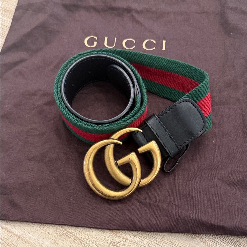 Gucci Web Accent Leather Belt